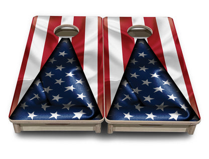 Mini Cornhole Boards - American Flag Triangle