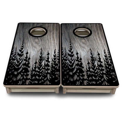 Mini Cornhole Boards - Greyscale Pine Trees