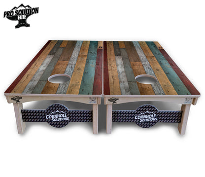 Metallic Wood Planks Cornhole Boards - Pro Solution Elite Series