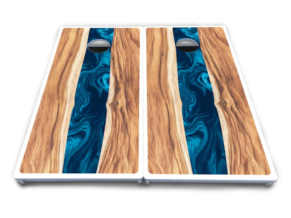 Live Edge River Cornhole Boards - All Weather Series