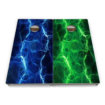 Blue & Green Lightning Cornhole Boards - Professional Tournament Series