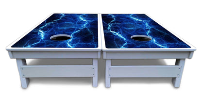 Blue & Green Lightning Cornhole Boards - All Weather Series