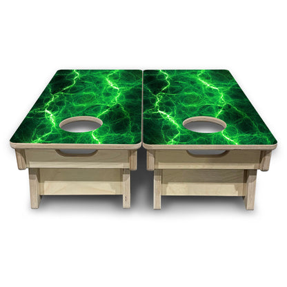 Mini Cornhole Boards - Blue & Green Lightning