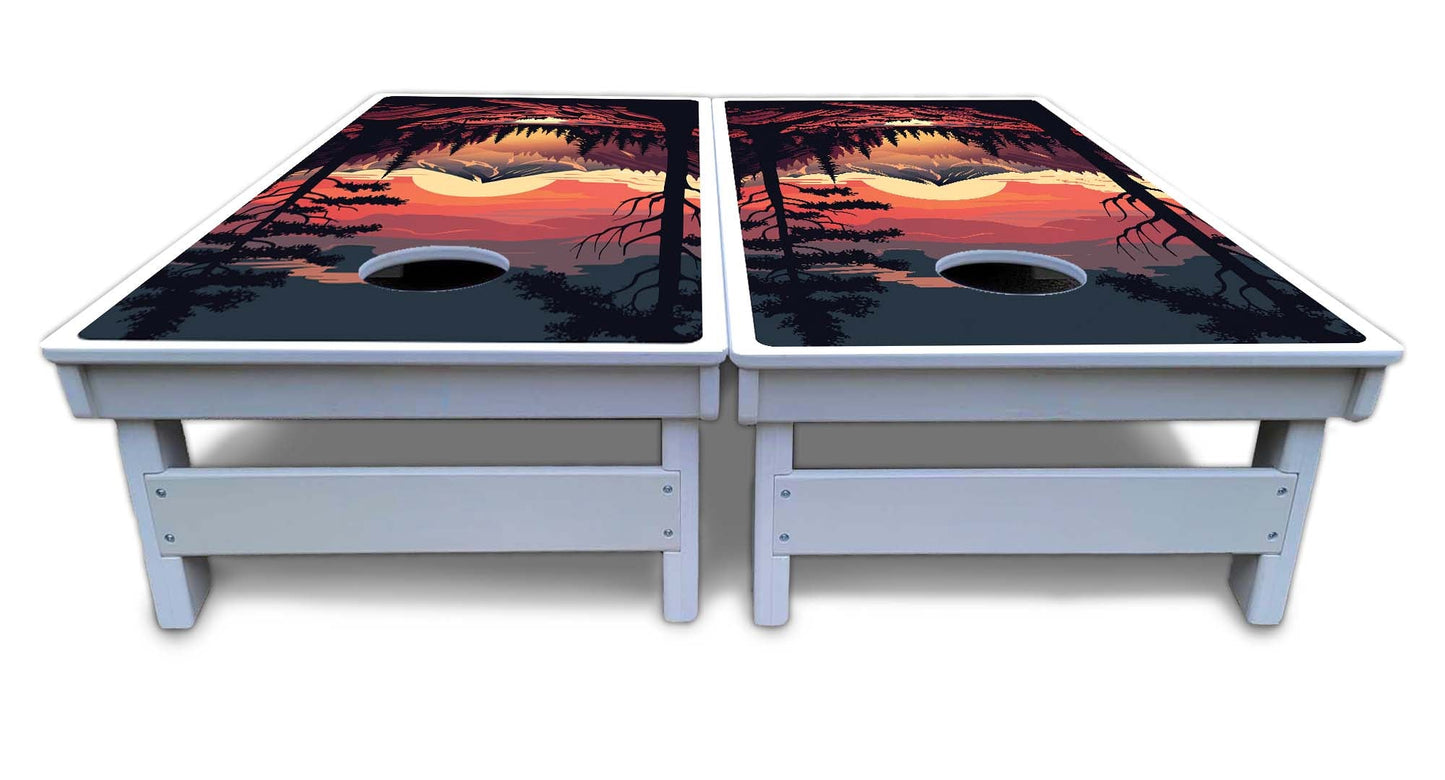 Mountain Sunset Cornhole Boards - All Weather Series