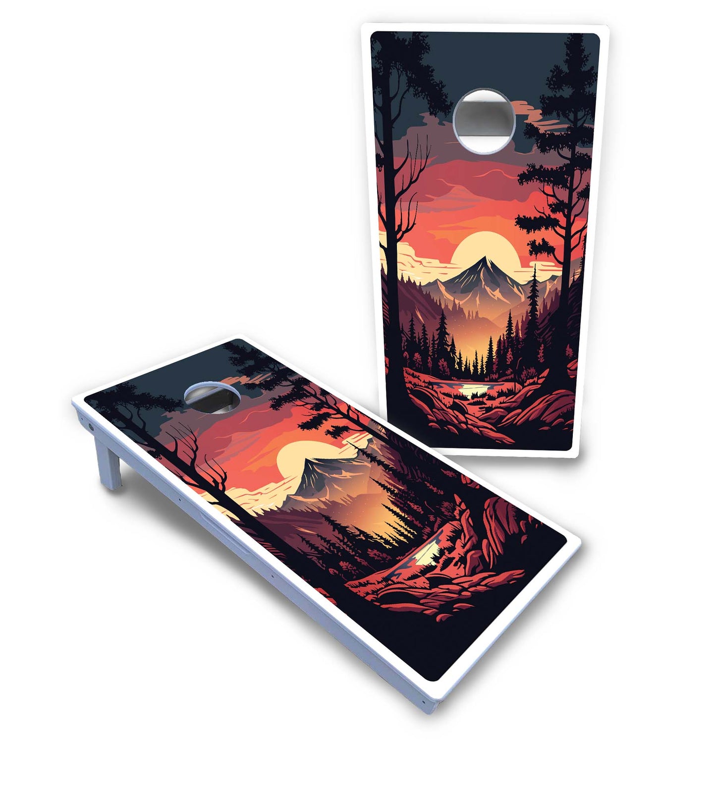 Mountain Sunset Cornhole Boards - All Weather Series