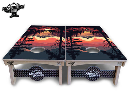 Mountain Sunset Cornhole Boards - Pro Solution Elite Series