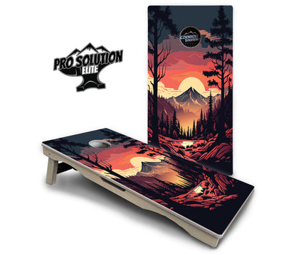 Mountain Sunset Cornhole Boards - Pro Solution Elite Series