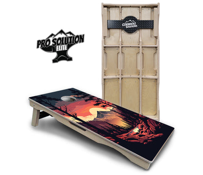Mountain Sunset Cornhole Boards - Pro Solution Elite Series