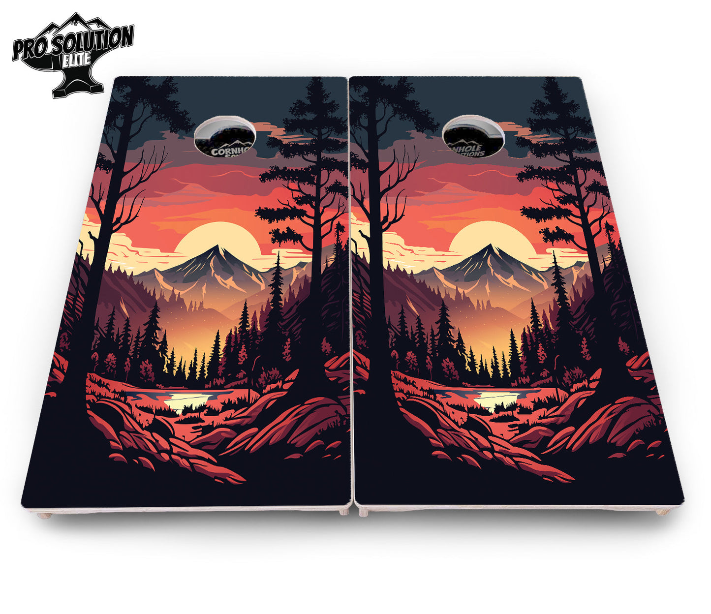 Mountain Sunset Cornhole Boards - Pro Solution Elite Series