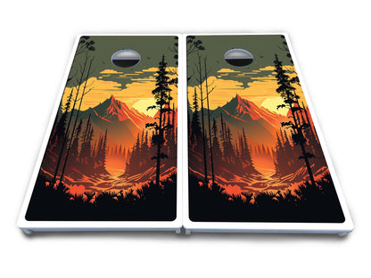 Mountain Sunset Cornhole Boards - All Weather Series