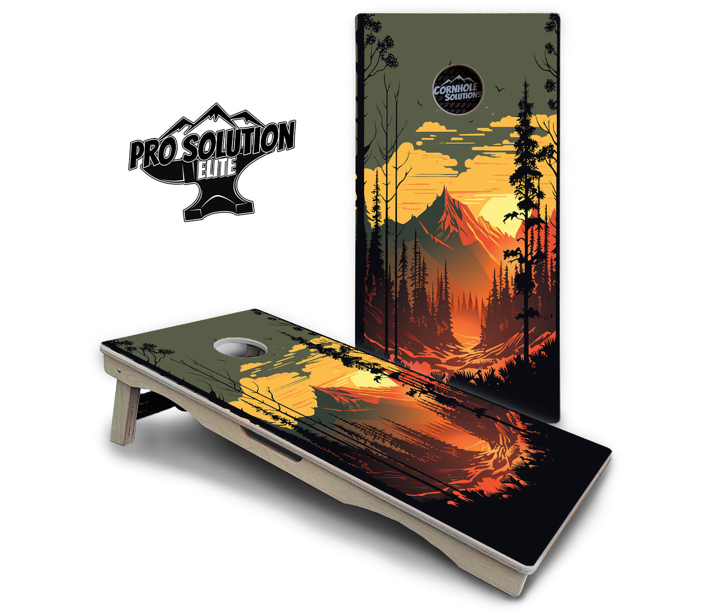 Mountain Sunset Cornhole Boards - Pro Solution Elite Series
