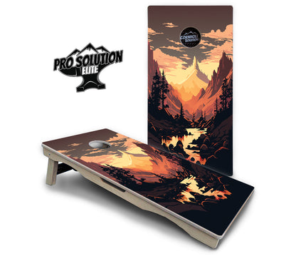 Mountain Sunset Cornhole Boards - Pro Solution Elite Series