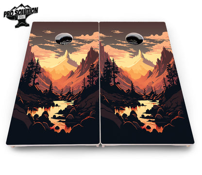 Mountain Sunset Cornhole Boards - Pro Solution Elite Series