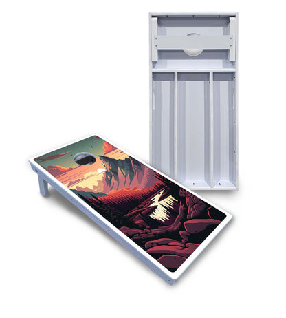 Mountain Sunset Cornhole Boards - All Weather Series