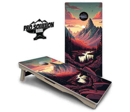 Mountain Sunset Cornhole Boards - Pro Solution Elite Series