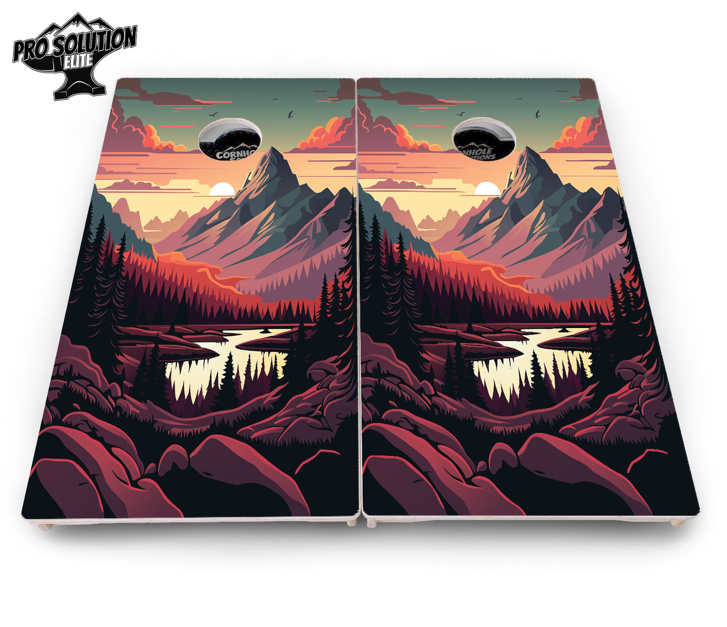 Mountain Sunset Cornhole Boards - Pro Solution Elite Series