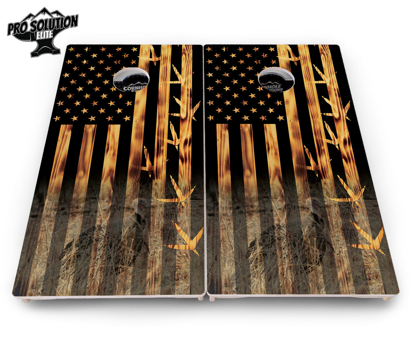 Hidden Turkey Flag Cornhole Boards - Pro Solution Elite Series