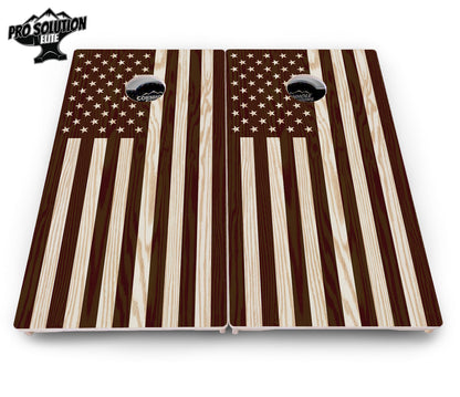 Stained Eagle & Flag Cornhole Boards - Pro Solution Elite Series