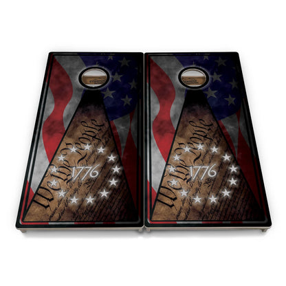 Rustic Wavy Flag Cornhole Boards - Professional Tournament Series
