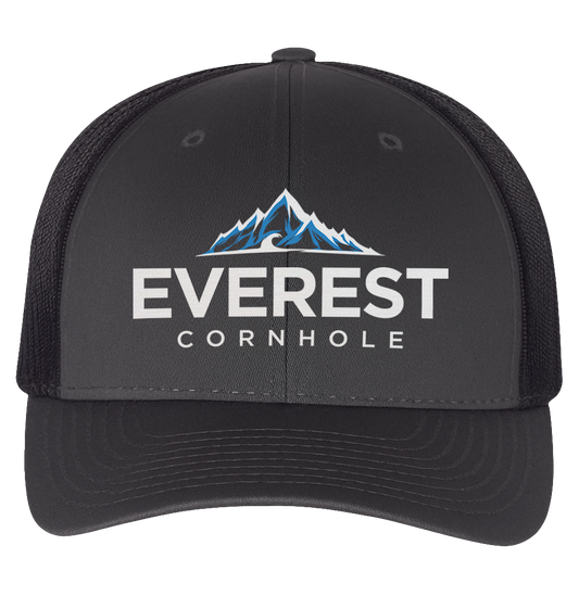 Everest Black Mesh Trucker Cap – Bold Red “P” Logo Snapback with Breathable Back
