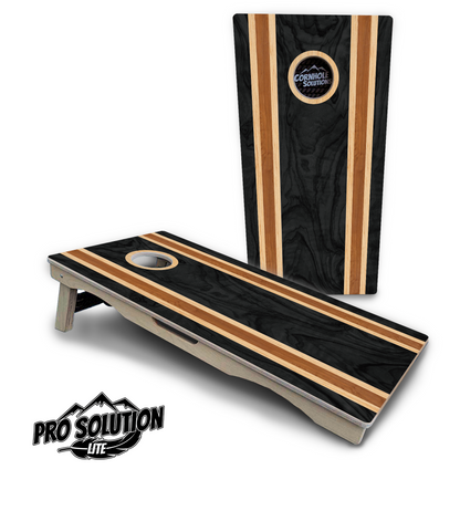 Dark Wood Stripes Cornhole Boards - Pro Solution Lite Series