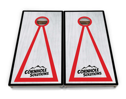 Red/Black Hole Ring Grey Wash Cornhole Boards - Professional Tournament Series