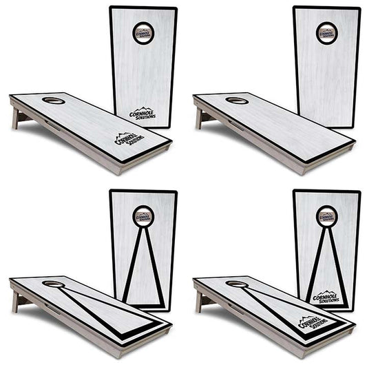 Red/Black Hole Ring Grey Wash Cornhole Boards - Professional Tournament Series