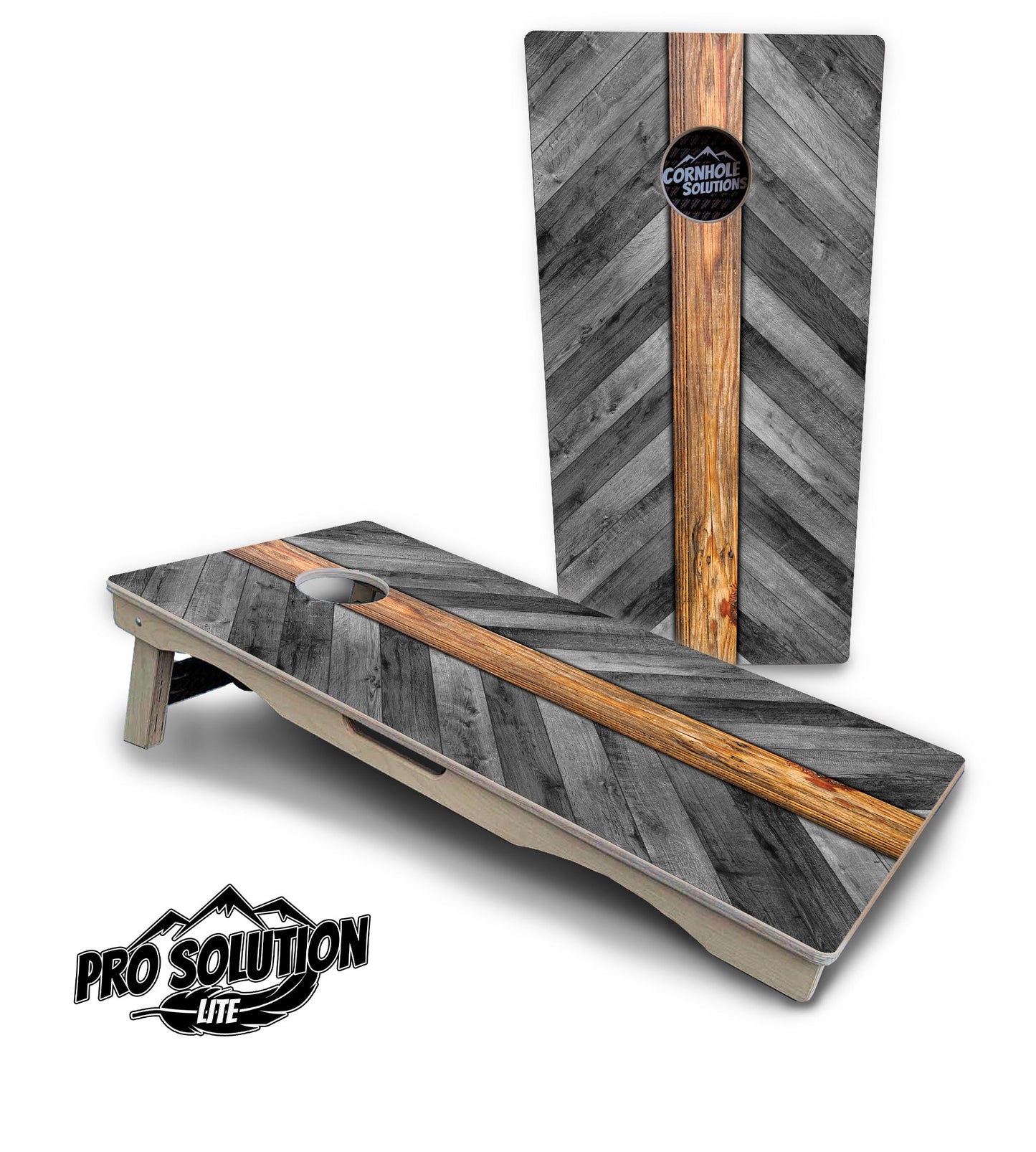 Herringbone Plank Cornhole Boards - Pro Solution Lite Series
