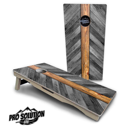 Herringbone Plank Cornhole Boards - Pro Solution Lite Series