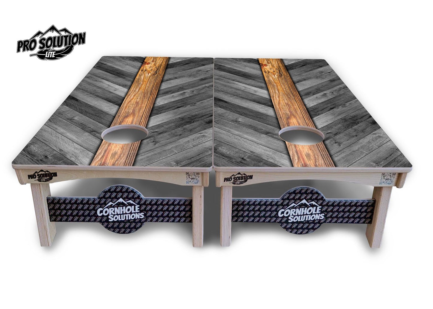 Herringbone Plank Cornhole Boards - Pro Solution Lite Series