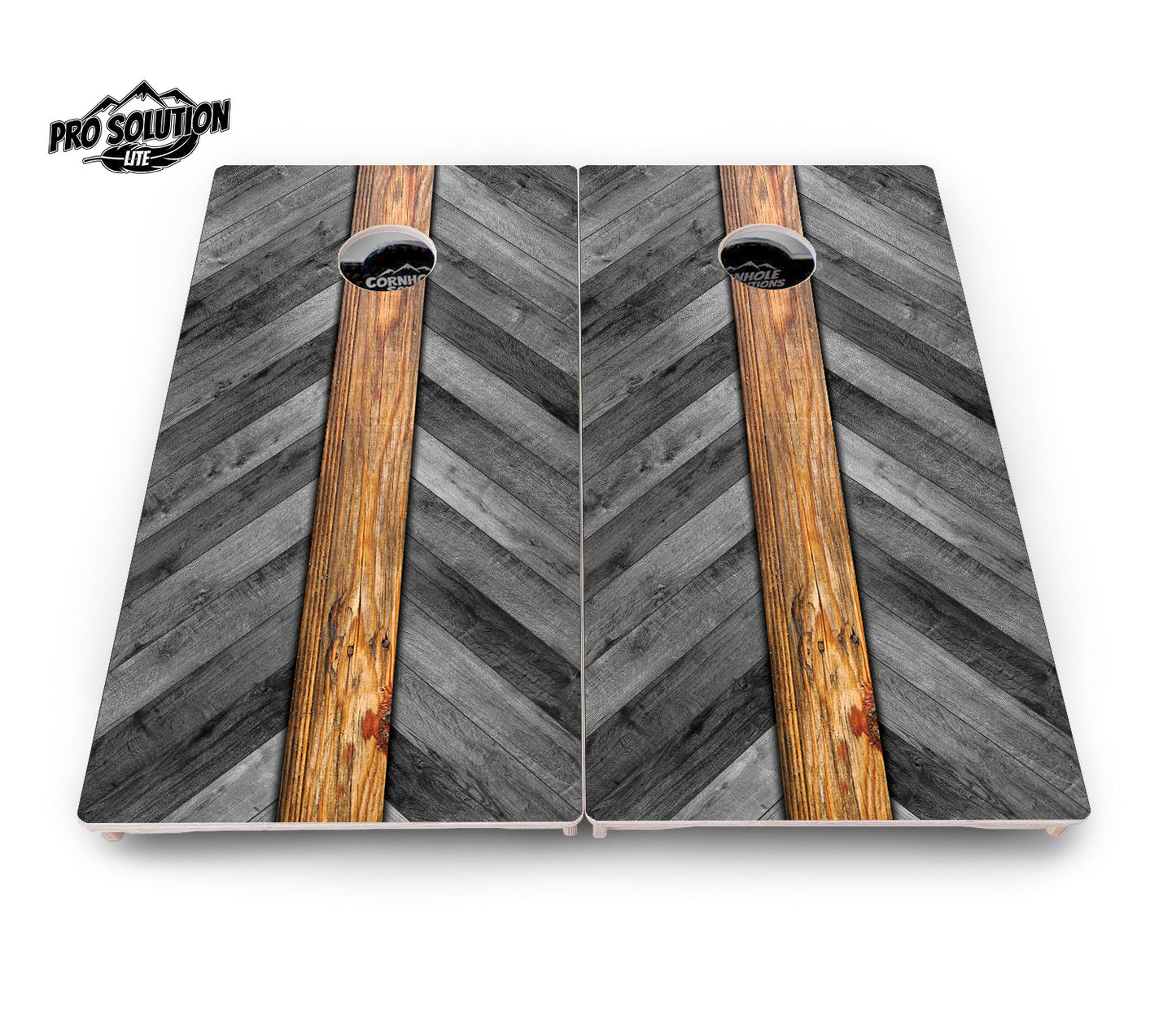 Herringbone Plank Cornhole Boards - Pro Solution Lite Series