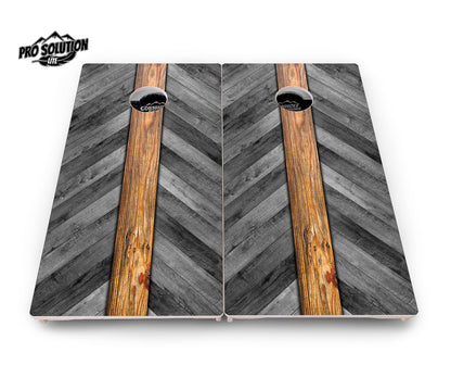 Herringbone Plank Cornhole Boards - Pro Solution Lite Series
