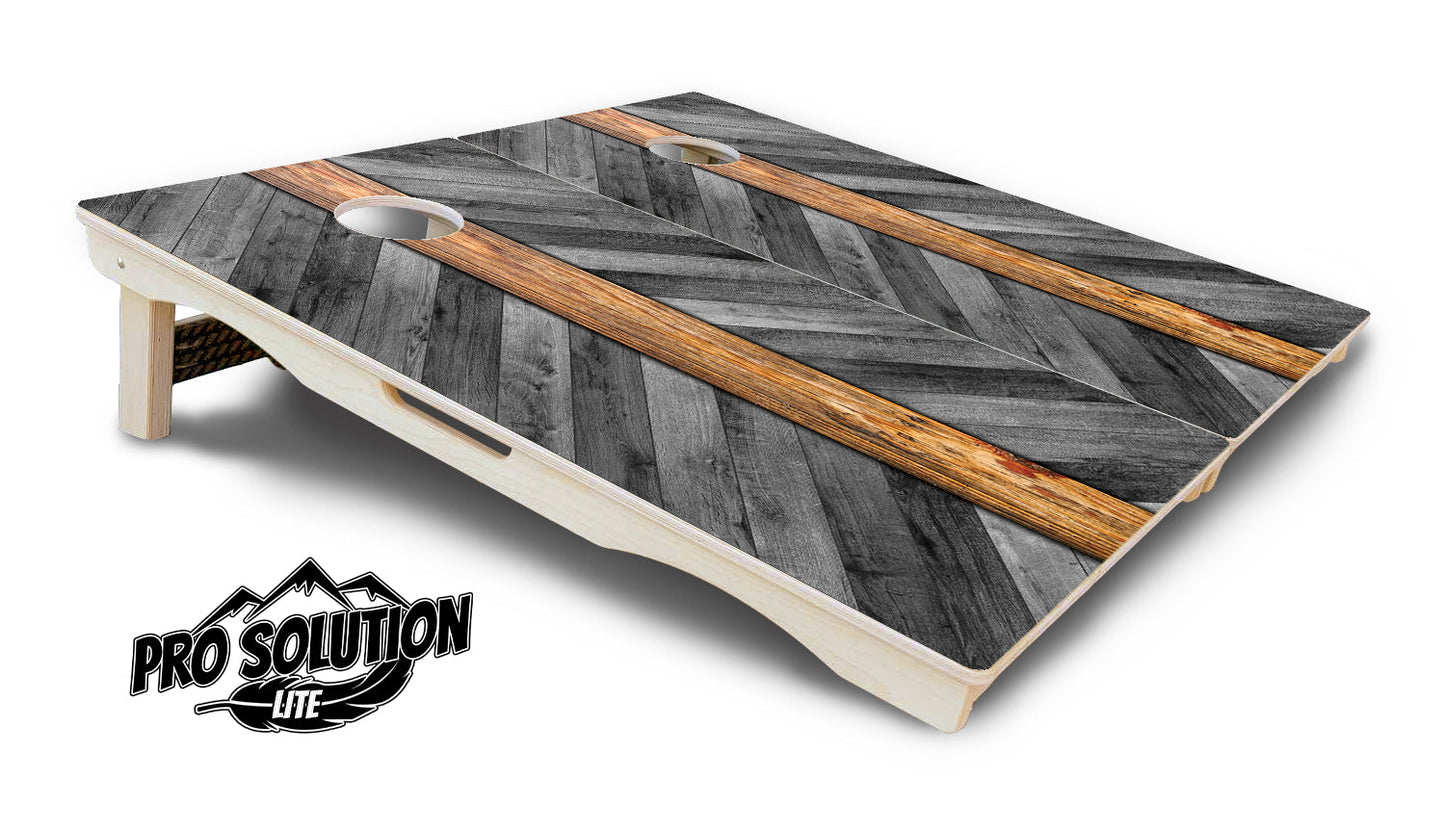 Herringbone Plank Cornhole Boards - Pro Solution Lite Series