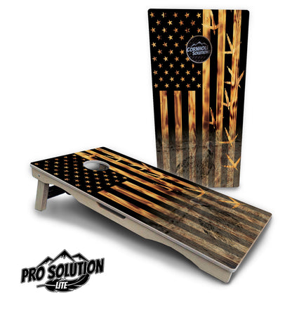 Hidden Turkey Burnt Flag Cornhole Boards - Pro Solution Lite Series