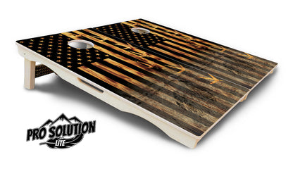 Hidden Turkey Burnt Flag Cornhole Boards - Pro Solution Lite Series