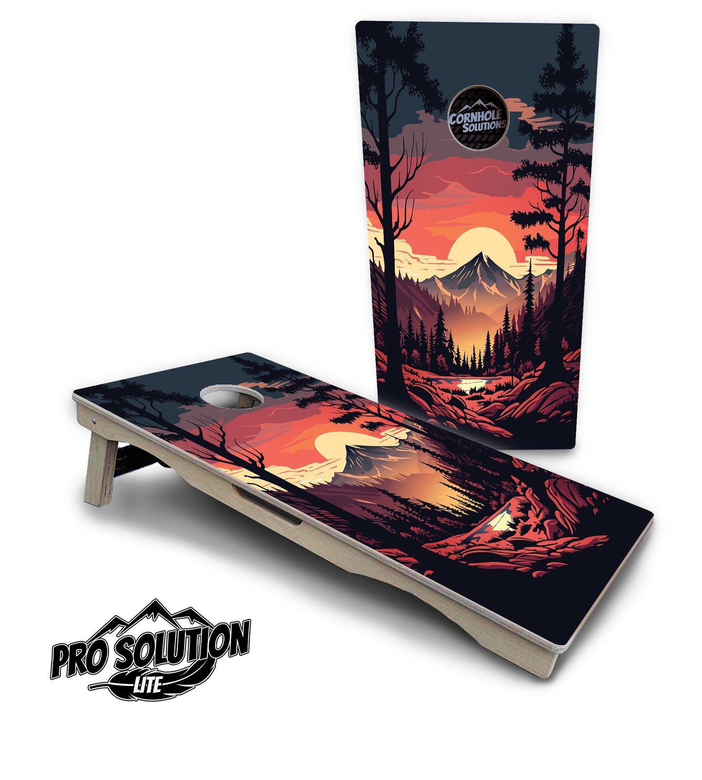 Mountain Sunset Cornhole Boards - Pro Solution Lite Series