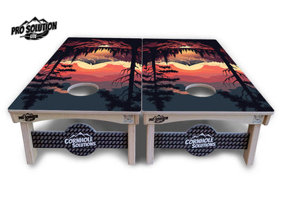 Mountain Sunset Cornhole Boards - Pro Solution Lite Series