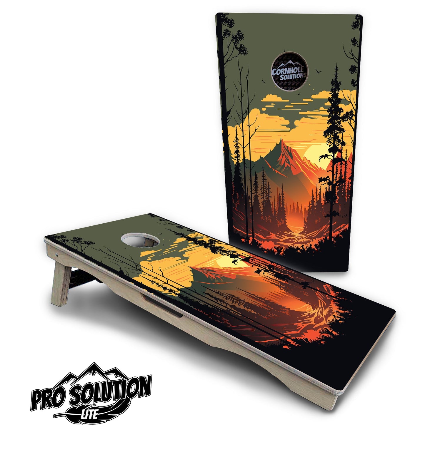 Mountain Sunset Cornhole Boards - Pro Solution Lite Series