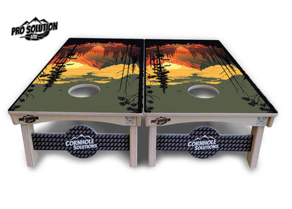 Mountain Sunset Cornhole Boards - Pro Solution Lite Series