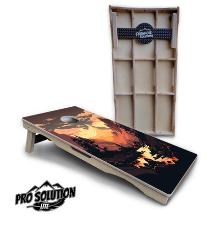 Mountain Sunset Cornhole Boards - Pro Solution Lite Series