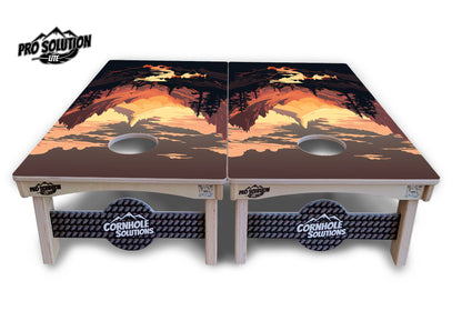 Mountain Sunset Cornhole Boards - Pro Solution Lite Series