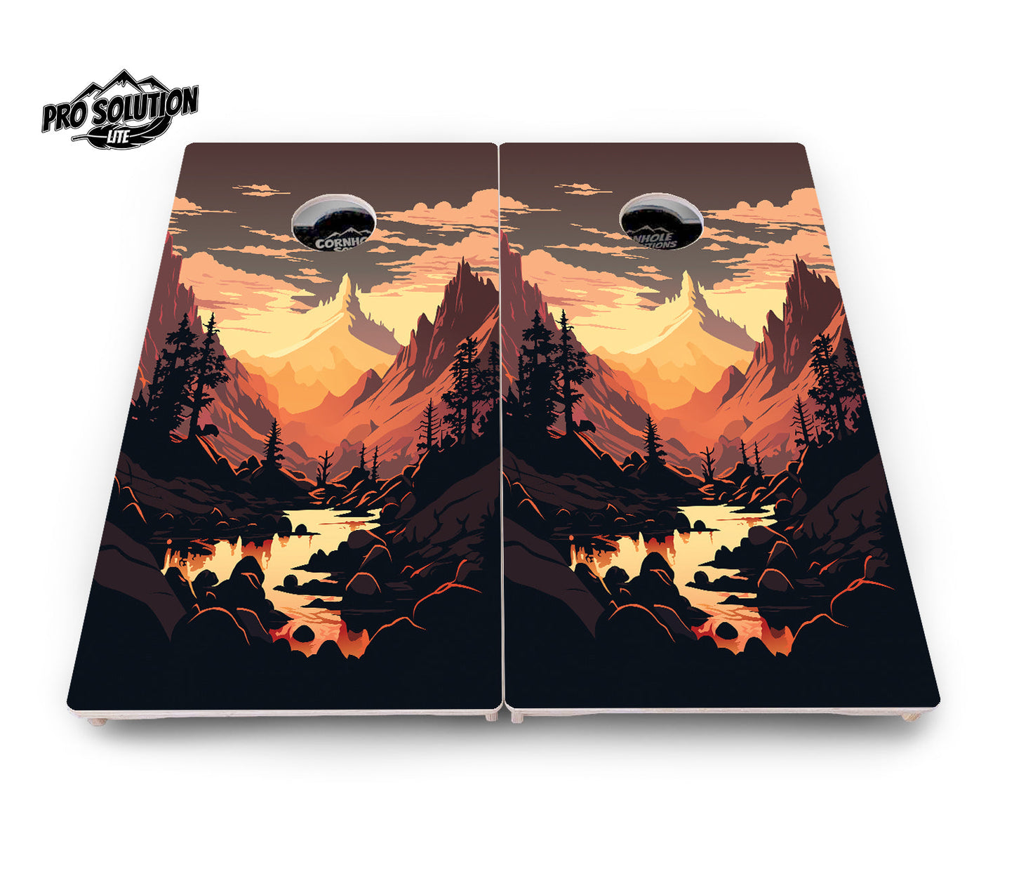 Mountain Sunset Cornhole Boards - Pro Solution Lite Series
