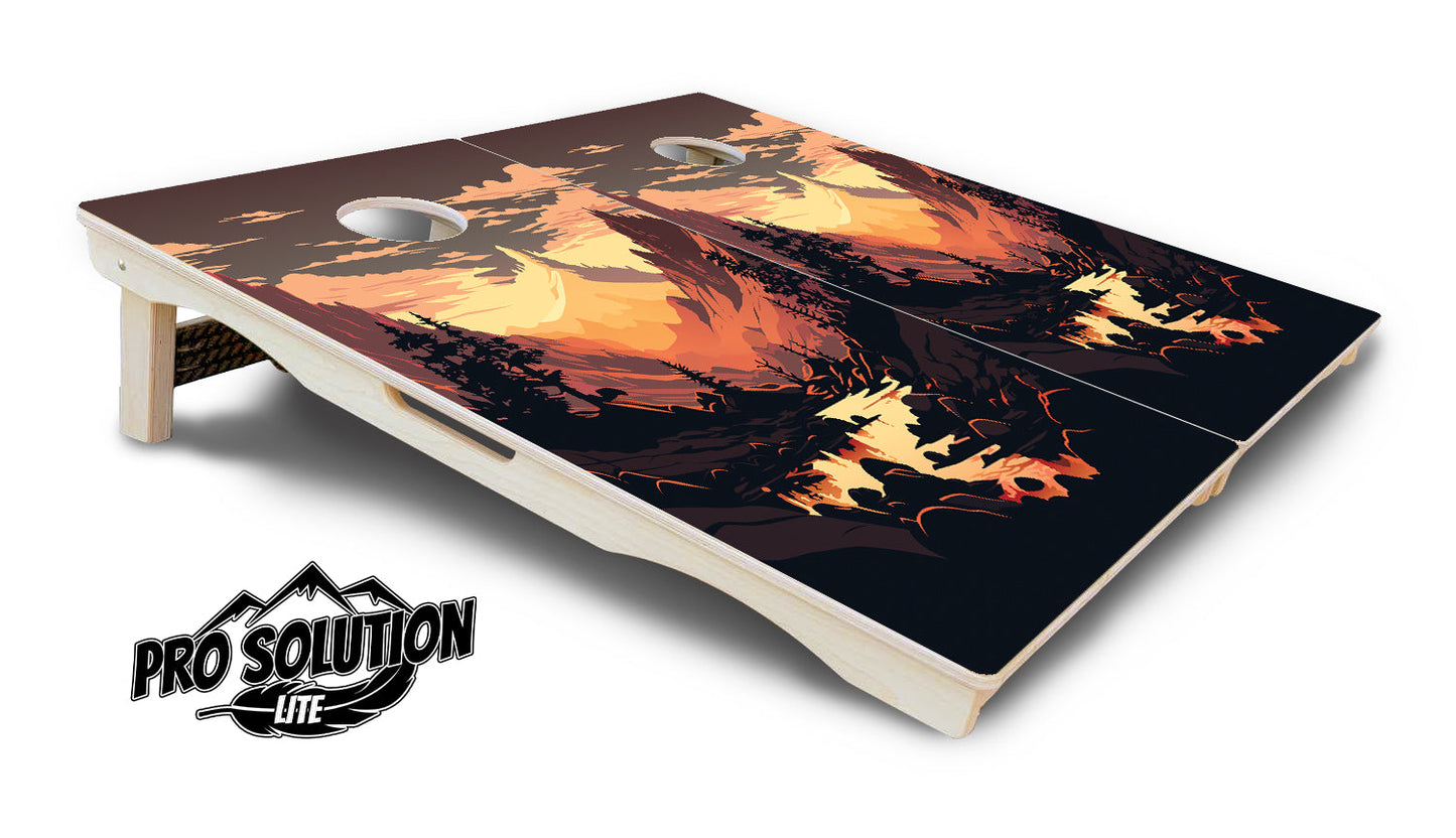 Mountain Sunset Cornhole Boards - Pro Solution Lite Series