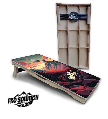 Mountain Sunset Cornhole Boards - Pro Solution Lite Series