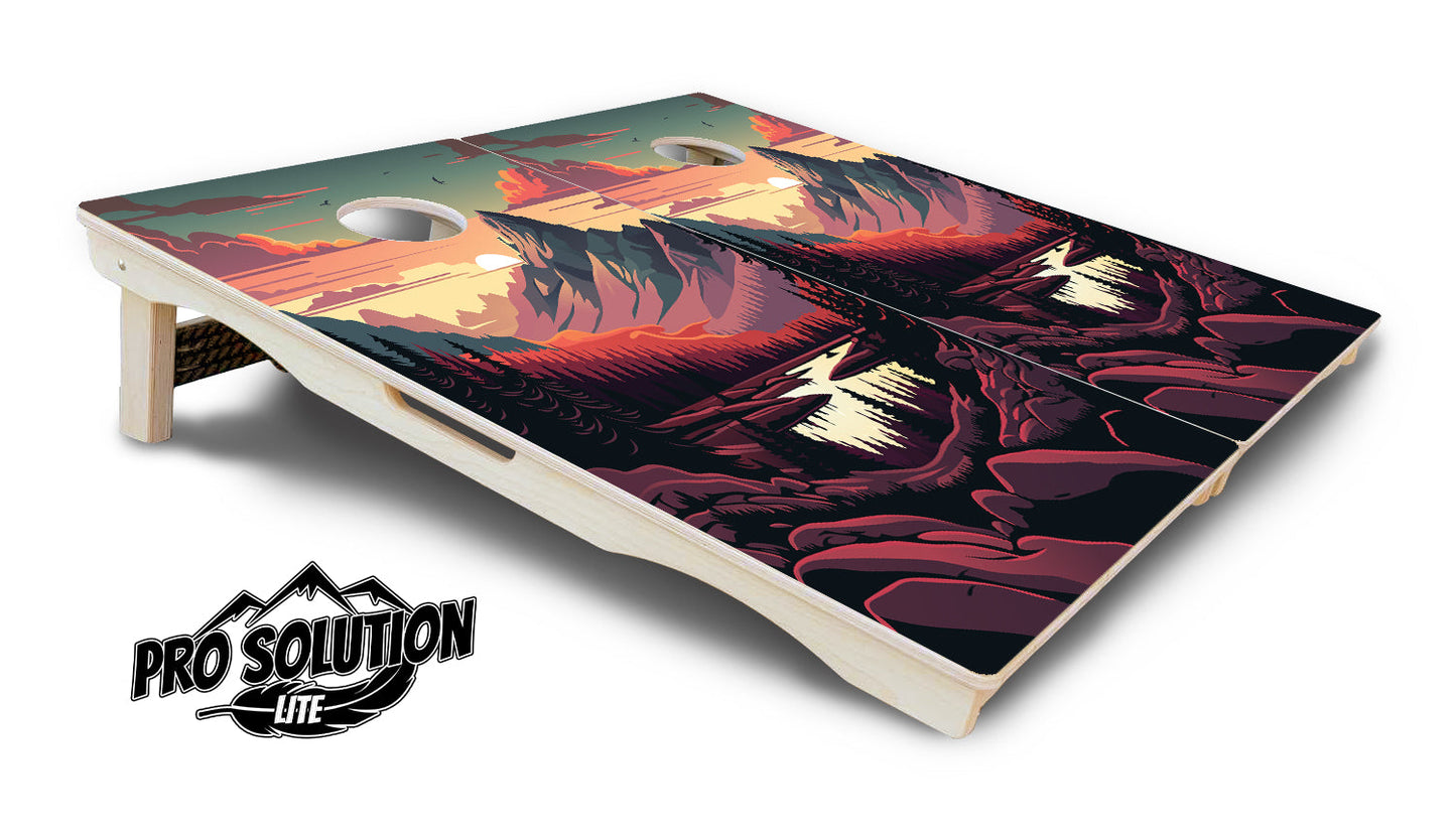Mountain Sunset Cornhole Boards - Pro Solution Lite Series