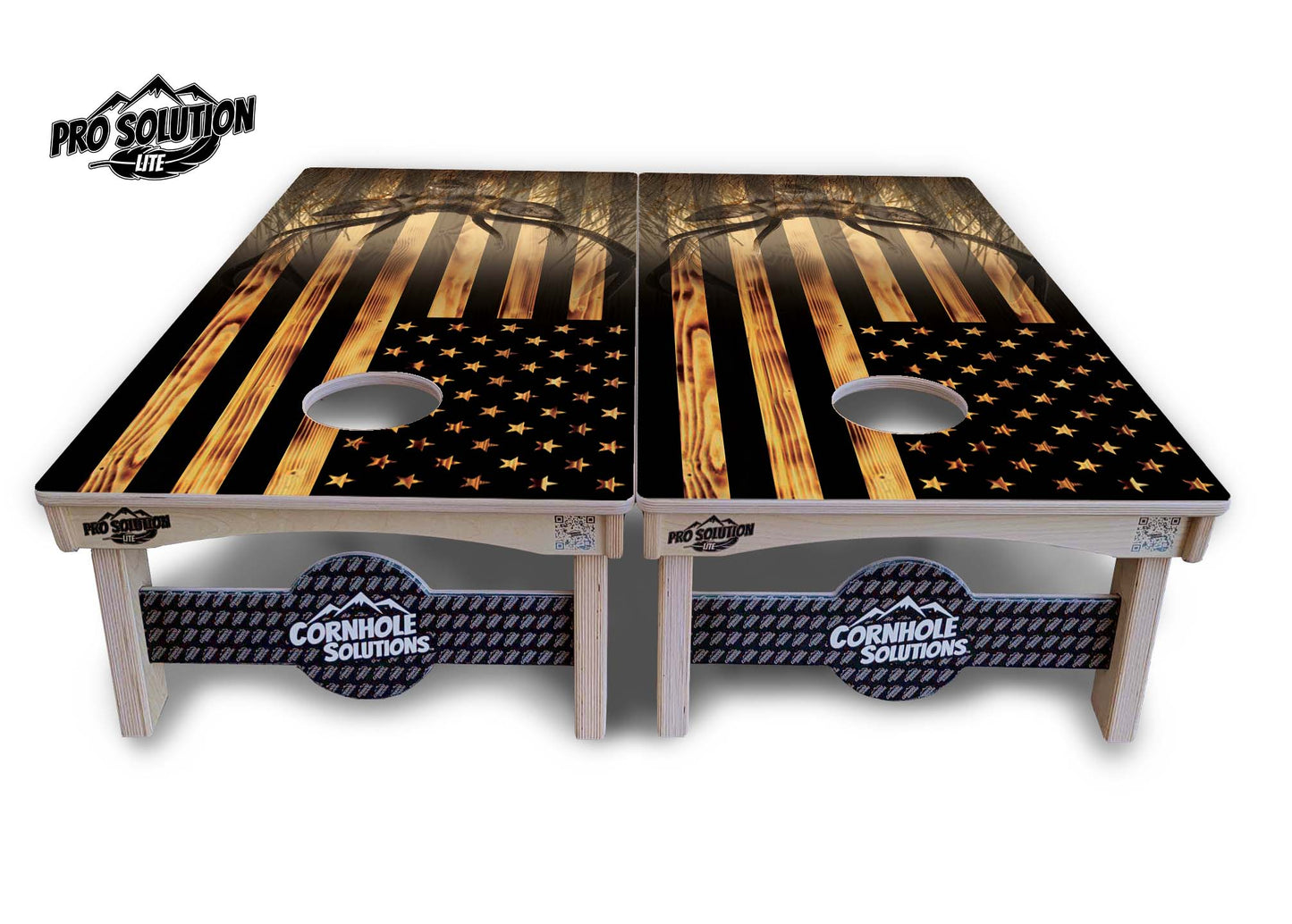 Hidden Deer & Fish Flag Cornhole Boards - Pro Solution Lite Series