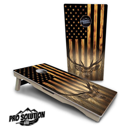 Hidden Deer & Fish Flag Cornhole Boards - Pro Solution Lite Series