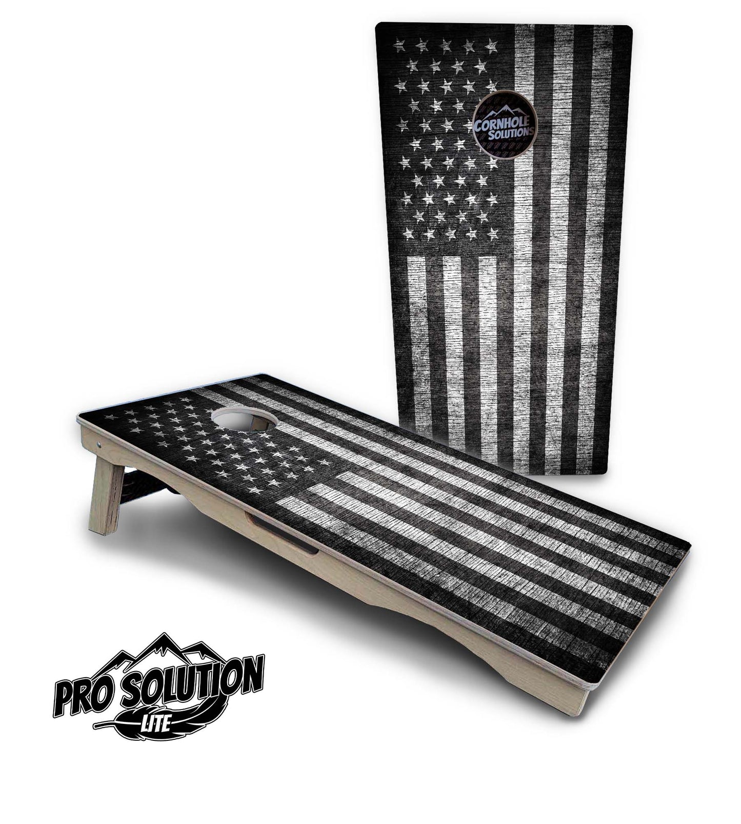 Monochrome Flag Cornhole Boards - Pro Solution Lite Series