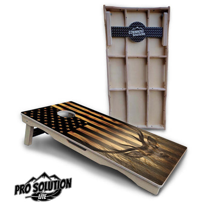 Hidden Deer & Fish Flag Cornhole Boards - Pro Solution Lite Series