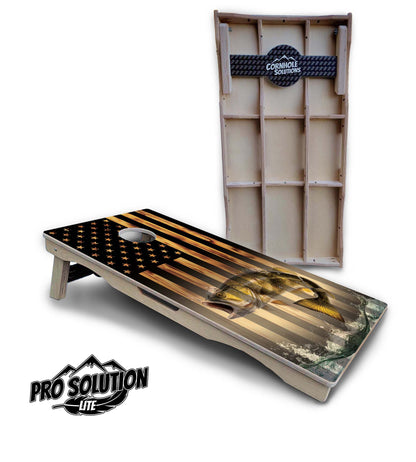 Hidden Deer & Fish Flag Cornhole Boards - Pro Solution Lite Series